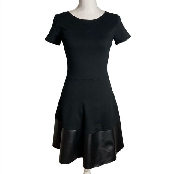 Rosie Harlow Black Knit and Faux Leather Dress NWT - Picture 1 of 6